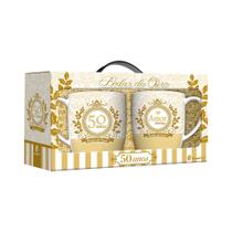 Jogo de Canecas Bodas de Ouro 360ml - 2 Peças - Brasfoot