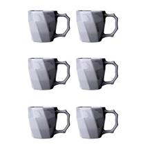 Jogo De Canecas Cerâmica Xícara Café Leite Kit 6 Unid Cinza