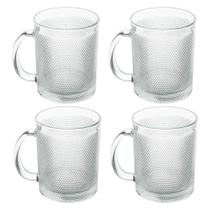 Jogo de Canecas de Café de Vidro 280ml Bico de Jaca 4 Peças - Seu Lar