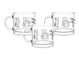 Jogo de Canecas de Chá e Café de Vidro Transparente 320ml Hauskraft Coffee 3 Peças Jogo de Canecas de Chá e Café de Vidro Transparente 320ml Hauskraft Coffee 3 Peças