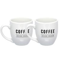 Jogo De Canecas De Porcelana Branca Para Café Com Leite 300ml - 2 Peças