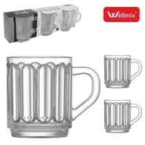 Jogo de Canecas de Vidro Carmine Transparente 3 Peças 245ml