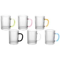 Jogo de Canecas de Vidro Colors Canelada 6 peças 350ml