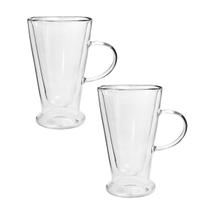 Jogo de canecas de vidro parede dupla 385ml 02 peças