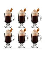 Jogo De Canecas Em Vidro Irish Coffe 6 Peças 120ml Capuccino - Class Home