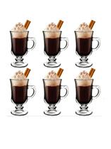 Jogo De Canecas Em Vidro Irish Coffe 6 Peças 120ml Capuccino