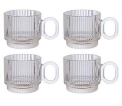 Jogo de Canecas Graffiato em Vidro Transparente 170ml 4 Peças - Hauskraft Jogo de Canecas Graffiato em Vidro Transparente 170ml 4 Peças - Hauskraft