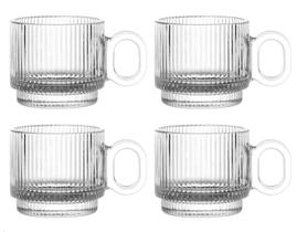 Jogo de Canecas Graffiato em Vidro Transparente 95ml 4 Peças - Hauskraft