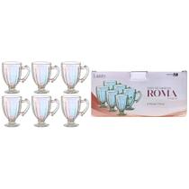 Jogo de Canecas Roma Rainbow 6 Peças 190ml Vidro Café Chá Cappuccino Bebidas Mesa Posta Luxo Elegante Presente Alça Cozinha Jogo de Canecas Roma Rainbow 6 Peças 190ml Vidro Café Chá Cappuccino Bebidas Mesa Posta Luxo Elegante Presente Alça Cozinha
