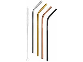 Jogo de Canudos de Inox Tramontina Bar com Escova 5 Peças