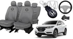 Jogo de capa cinza couro HR-V 15-24 + chaveiro