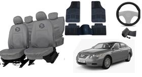 Jogo de capa couro cinza Camry 04-13 + volante + tapete
