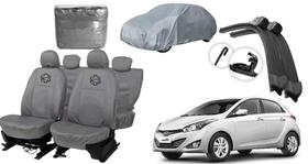 Jogo de capa couro cinza HB20 12-16 + brinde capa