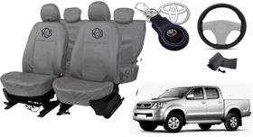 Jogo de capa couro cinza Hilux 03-13 + brinde exclusivo