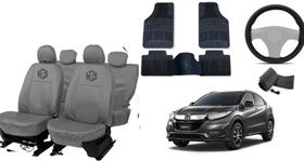 Jogo de capa couro HR-V 17-24 cinza + tapete e volante