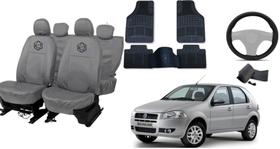 Jogo de capa couro Palio 05-10 + volante anatômico + tapete