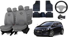 Jogo de capa couro + tapete + volante Sonic cinza