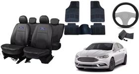 Jogo de Capa de Couro Fuzion 13-19 + Tapetes + Capa de Volante para Carro Premium Jogo de Capa de Couro Fuzion 13-19 + Tapetes + Capa de Volante para Carro Premium