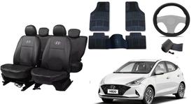 Jogo de Capa de Couro HB 18-23 + Tapetes de Carro e Acessórios de Volante