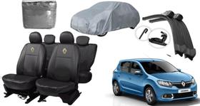 Jogo de Capa de Couro Sandero 16-24 + Capa de Cobrir + Limpador de Parabrisa para Seu Carro Jogo de Capa de Couro Sandero 16-24 + Capa de Cobrir + Limpador de Parabrisa para Seu Carro