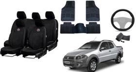 Jogo de Capa de Couro Strada 11-19 com Tapetes e Capa de Volante Sofisticada Jogo de Capa de Couro Strada 11-19 com Tapetes e Capa de Volante Sofisticada