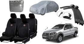 Jogo de Capa de Couro Strada 11-19 + Limpador de Parabrisa + Capa de Cobertura