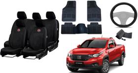 Jogo de Capa de Couro Strada 19-23 + Tapete de Borracha + Capa de Volante