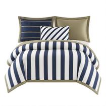 Jogo de Capa de Edredom Ergode Clássico Listras Marinho Branco Caqui Jogo de Capa de Edredom Ergode Clássico Listras Marinho Branco Caqui