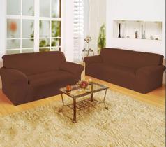 jogo de capa de sofa 2 e 3 lugares coladinha s/ elasticos malha gel AVELÃ jogo de capa de sofa 2 e 3 lugares coladinha s/ elasticos malha gel AVELÃ