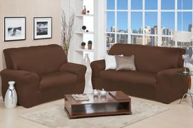 jogo de capa de sofa 2 e 3 lugares coladinha s/ elasticos malha gel Marrom jogo de capa de sofa 2 e 3 lugares coladinha s/ elasticos malha gel Marrom