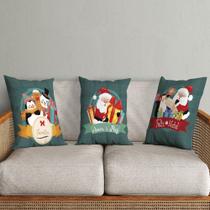 Jogo De Capa Para Almofada Papai Noel 03 Peças Magia Do Natal Noite Feliz