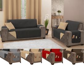 Jogo de capa sofá impermeavel ultrassonico padrão 2 e 3 lugares cor preto caqui