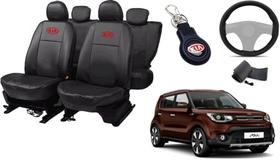 Jogo de Capa Soul 2013 a 2019 + Chaveiro + Capa de Volante Elegante e Prático para o Interior Jogo de Capa Soul 2013 a 2019 + Chaveiro + Capa de Volante Elegante e Prático para o Interior