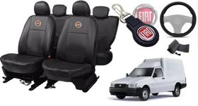 Jogo de Capas de Couro para Fiorino 2001 a 2002 - Couro Impermeável + Chaveiro + Capa de Volante