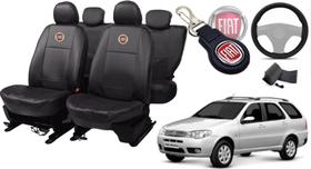 Jogo de Capas de Couro para Palio Weekend 2005 - Couro Impermeável + Chaveiro + Capa de Volante