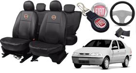 Jogo de Capas de Couro para Siena 1997 - Couro Impermeável + Chaveiro + Capa de Volante Jogo de Capas de Couro para Siena 1997 - Couro Impermeável + Chaveiro + Capa de Volante