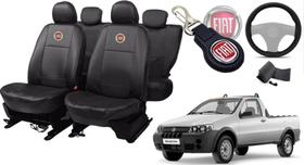 Jogo de Capas de Couro para Strada 2011 - Couro Impermeável + Chaveiro + Capa de Volante