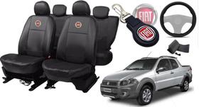 Jogo de Capas de Couro para Strada 2017 - Couro Impermeável + Chaveiro + Capa de Volante