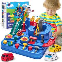 Jogo de Carro de Brinquedo com Trilha de Quebra-Cabeça e Helicóptero Magnético - Resgate de Corrida