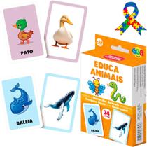 Jogo de Cartas Brinquedo Educativo Animais 34 Cartas