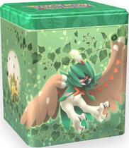 Jogo de cartas colecionáveis Pokémon Grass Stacking Tin com 3 boosters Jogo de cartas colecionáveis Pokémon Grass Stacking Tin com 3 boosters