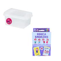 Jogo de Cartas Educativo EDUCA EMOÇÕES com Caixa Organizadora de Jogo para Guardar Cartas Jogo de Cartas Educativo EDUCA EMOÇÕES com Caixa Organizadora de Jogo para Guardar Cartas