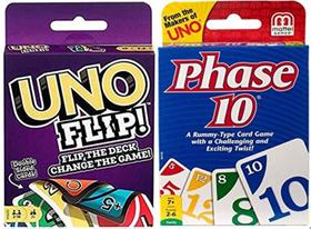 Jogo de cartas Mattel UNO Flip e Phase 10 Two Pack