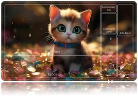 Jogo de cartas Playmat BVDIKMI Cute Kawaii Cat 60x35cm MTG TCG