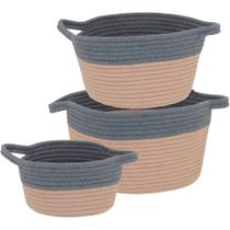 Jogo de Cesta de Tecido Cinza Organizadora Allegra 3 Pçs Jogo de Cesta de Tecido Cinza Organizadora Allegra 3 Pçs