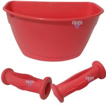 Jogo De Cestinha Mais Punho Para Bicicleta Do Aro 12 Nathor cor:CORAL PINK