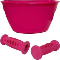 Jogo De Cestinha Mais Punho Para Bicicleta Do Aro 12 Nathor cor:CORAL PINK