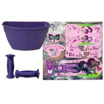 Jogo De Cestinha Punho Adesivo P/ Bicicleta Aro 12 Nathor cor:ROXO