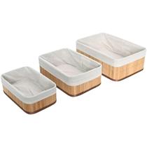 Jogo de cesto organizador 3 peças em bambu natural mimo style