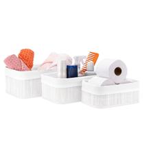 Jogo de Cestos Organizadores Bambu Artiko Pott Forrado 3 Peças